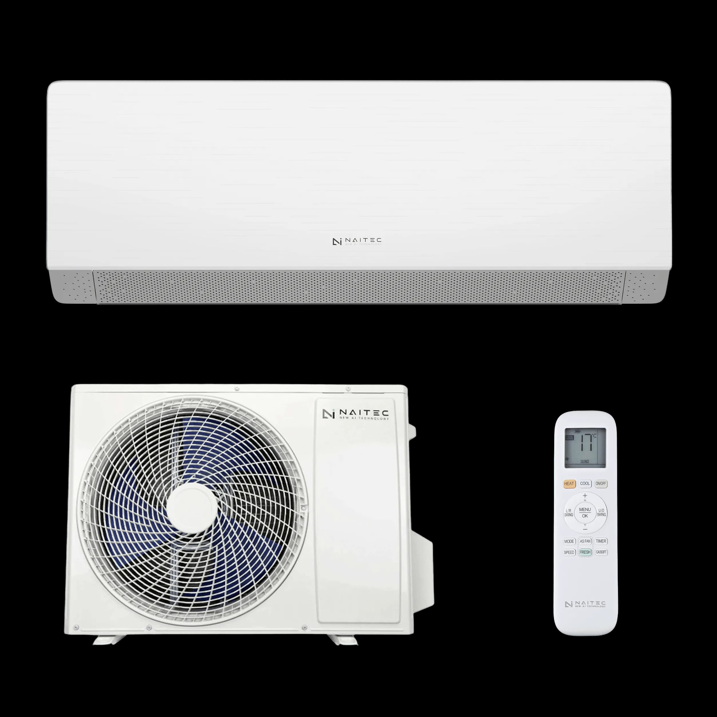 Naitec Sensitive Pro Single-Split — 1 Innengerät, 1 Außengerät, Fernbedienung